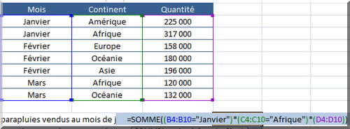 Formule matricielle - Recherche d'une chaîne de caractères - e7