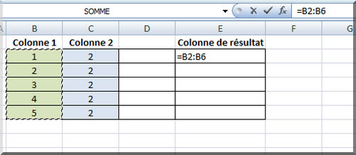 Formule matricielle - Multiplication de colonnes entre elles