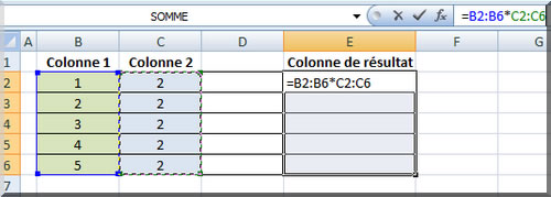 Formule matricielle - Multiplication de colonnes entre elles e3