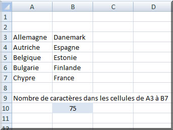 Formule matricielle - Comptabilisation du nombre de caractères - e2