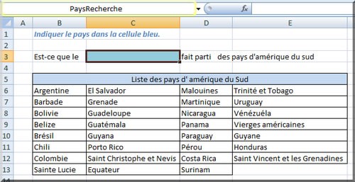 Formule matricielle - Recherche d'une chaîne de caractères - e2