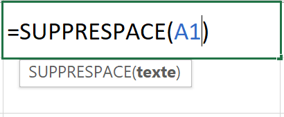 Sélection de donnéesde la fonction supprespace