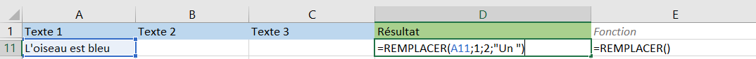 Formule: REMPLACE() - Remplacer une chaîne de caractère dans une cellule