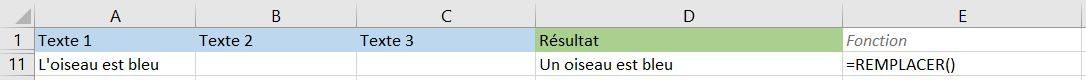 Formule: REMPLACE() - Remplacer une chaîne de caractère dans une cellule - résultat