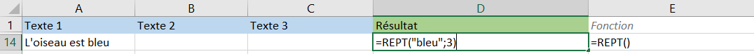 Formule: REPT() - Répéter une chaîne de caractère