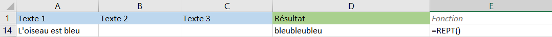 Formule: REPT() - Répéter une chaîne de caractère - Résultat