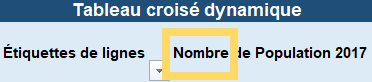 Tableau croisé dynamique - ajout de la mention "Nombre" à gauche du titre