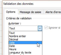 Etape 9 pour créer une liste déroulante dans Excel